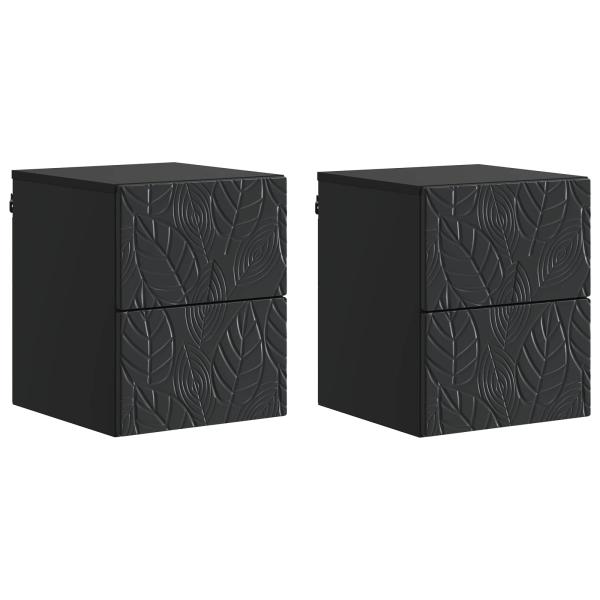 Wandmontierter Nachttisch 2 Stk. Schwarz 34,5 x 33 x 40 cm