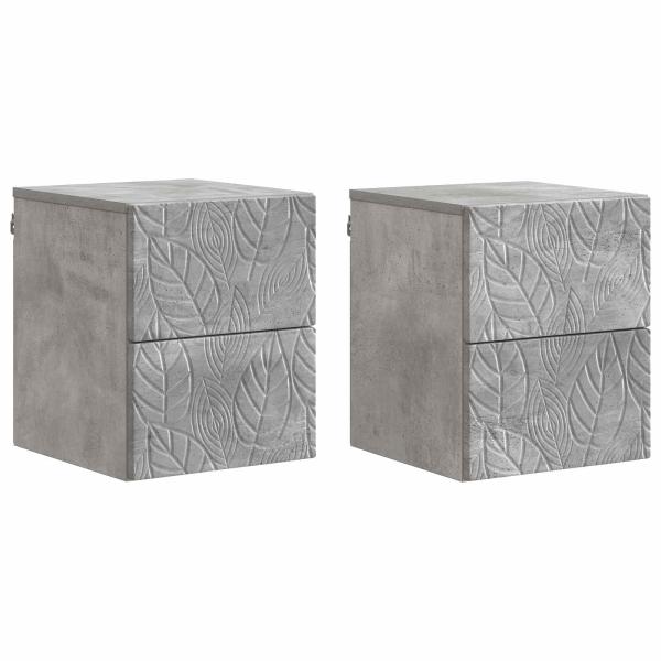 Wandmontierter Nachttisch 2 Stk. Betongrau 34,5 x 33 x 40 cm