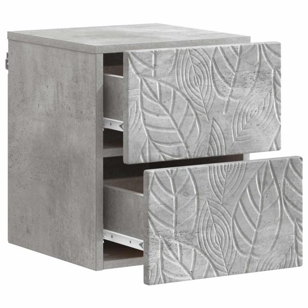 Wandmontierter Nachttisch 2 Stk. Betongrau 34,5 x 33 x 40 cm