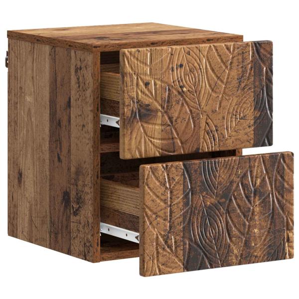 Wandmontierter Nachttisch Altholz 34,5 x 33 x 40 cm