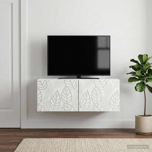 ARDEBO.de - Wandmontierter TV-Schrank 59,5 x 41 x 30 cm Weiß Holzwerkstoff