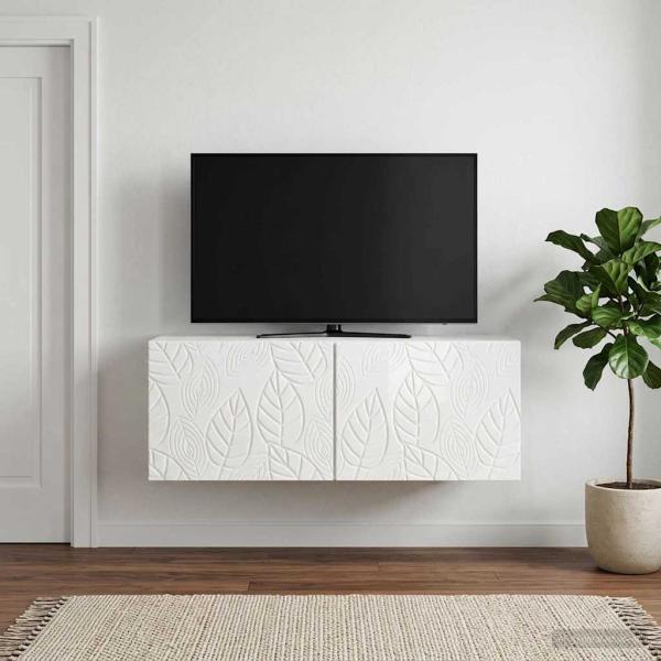 ARDEBO.de - Wandmontierter TV-Schrank 59,5 x 41 x 30 cm Hochglanz Weiß