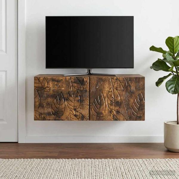 ARDEBO.de - Wandmontierter TV-Schrank 59,5 x 41 x 30 cm Geräucherte Eiche