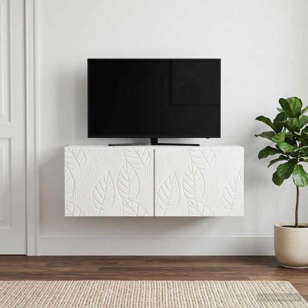 ARDEBO.de - Wandmontierter TV-Schrank 78,5 x 41 x 30 cm Hochglanz Weiß