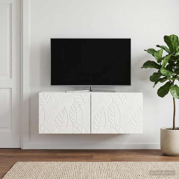 Wandmontierter TV-Schrank 98 x 41 x 30 cm Hochglanz Weiß