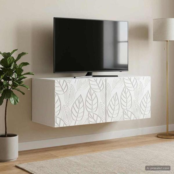 ARDEBO.de - Wandmontierter TV-Schrank 59,5 x 31 cm Weiß Holzwerkstoff