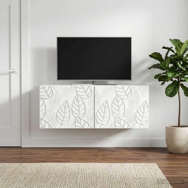 ARDEBO.de - Wandmontierter TV-Schrank 98 x 31 cm Weiß Holzwerkstoff