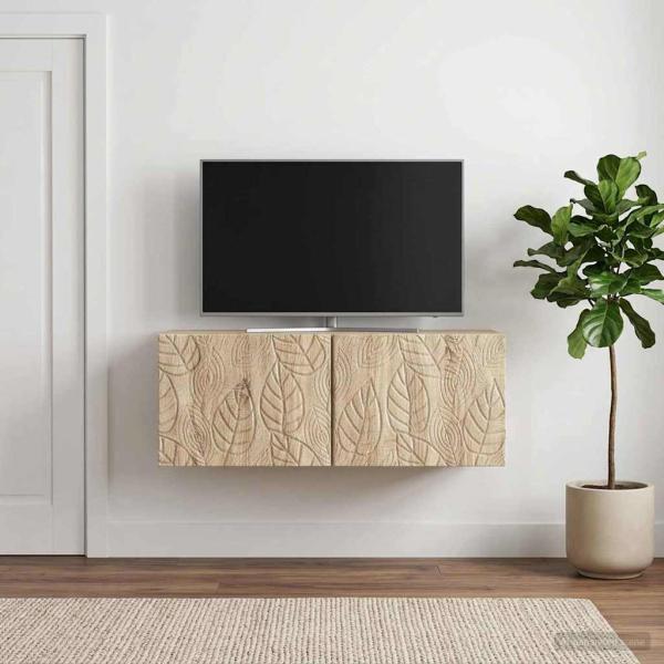 ARDEBO.de - Wandmontierter TV-Schrank 98 x 31 cm Sonoma-Eiche Holzwerkstoff