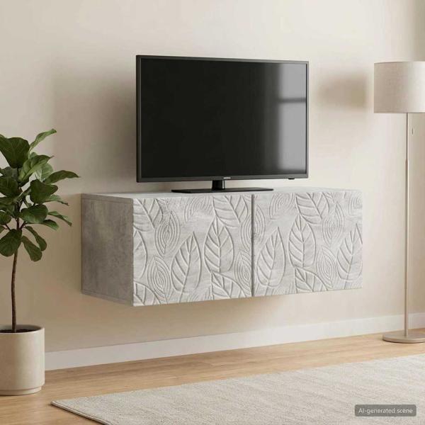 ARDEBO.de - Wandmontierter TV-Schrank 98 x 31 cm Betongrau Holzwerkstoff