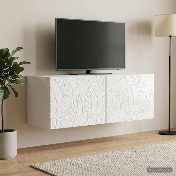 ARDEBO.de - Wandmontierter TV-Schrank 98 x 31 cm Hochglanz Weiß