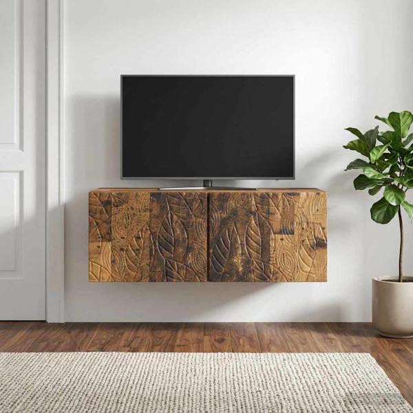 ARDEBO.de - Wandmontierter TV-Schrank 98 x 31 cm Altholz Holzwerkstoff