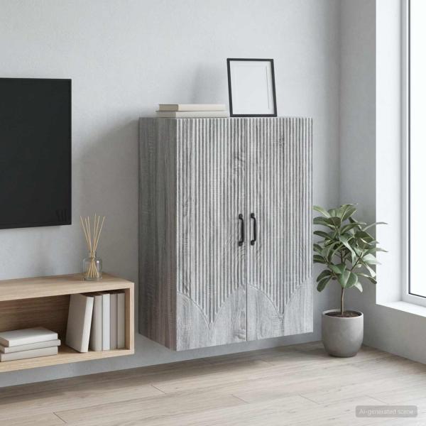 ARDEBO.de - Wandschrank 66 x 34,5 x 90 cm Holzwerkstoff Sonoma-Grau