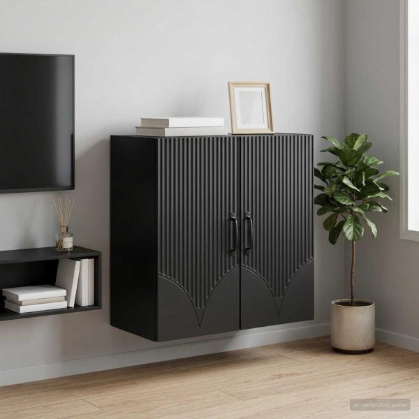 ARDEBO.de - Wandschrank 59 x 31 x 60 cm Holzwerkstoff Schwarz