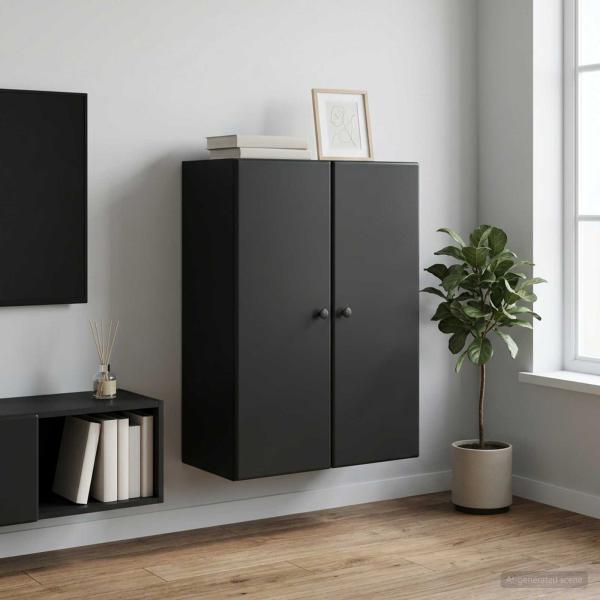 ARDEBO.de - Wandschrank 66 x 34,5 x 90 cm Holzwerkstoff Schwarz
