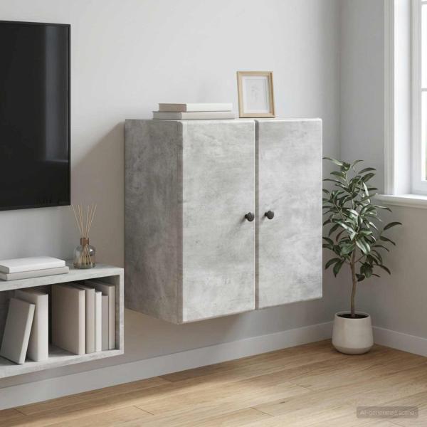 ARDEBO.de - Wandschrank 59 x 31 x 60 cm Holzwerkstoff Betongrau