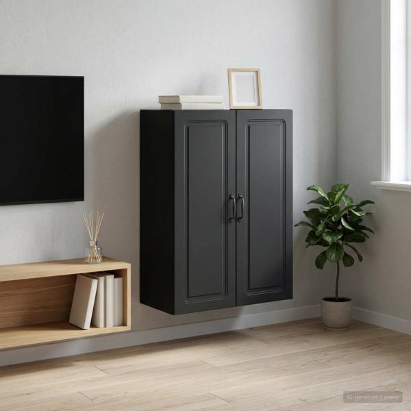 ARDEBO.de - Wandschrank 66 x 34,5 x 90 cm Holzwerkstoff Schwarz