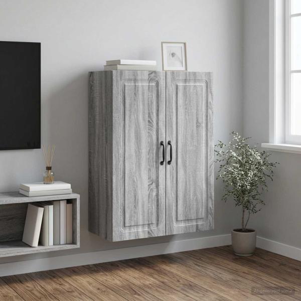 ARDEBO.de - Wandschrank 66 x 34,5 x 90 cm Holzwerkstoff Sonoma-Grau