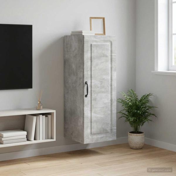 ARDEBO.de - Wandschrank 33 x 34,5 x 90 cm Holzwerkstoff Betongrau