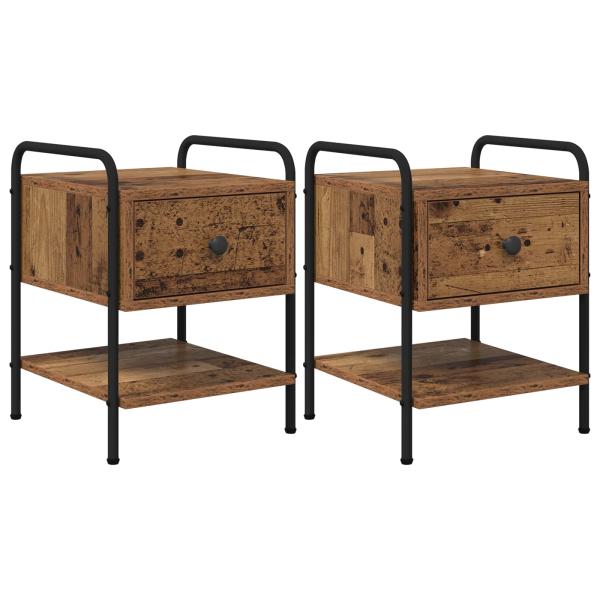 Nachttisch 2 Stk. Altholz 35 x 36,5 x 47 cm Holzwerkstoff