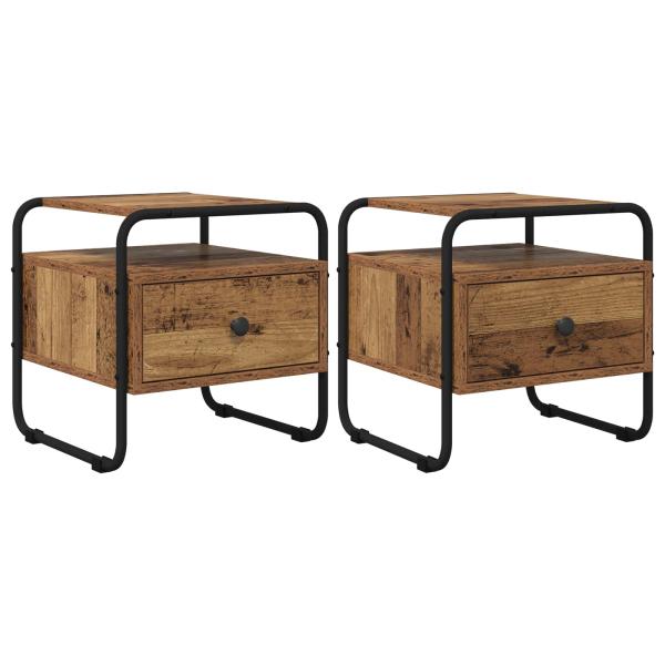ARDEBO.de - Nachttisch 2 Stk. Altholz 40 x 39,5 x 40 cm Holzwerkstoff