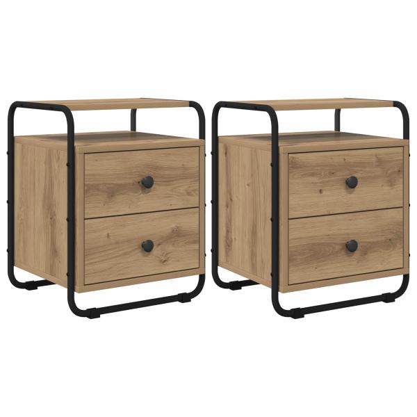 ARDEBO.de - Nachttisch 2 Stk. Artisan-Eiche Holzwerkstoff
