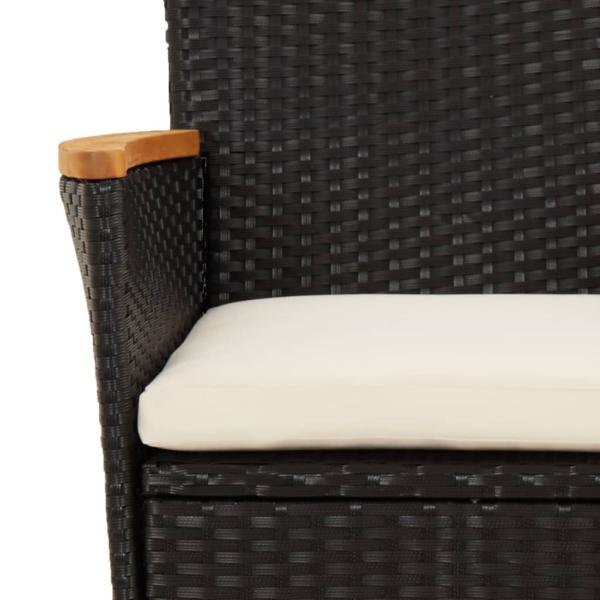 3-tlg. Garten-Bistro-Set mit Kissen Schwarz Poly Rattan
