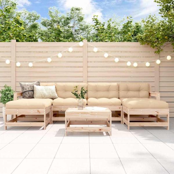 ARDEBO.de - 7-tlg. Garten-Lounge-Set Massivholz Kiefer