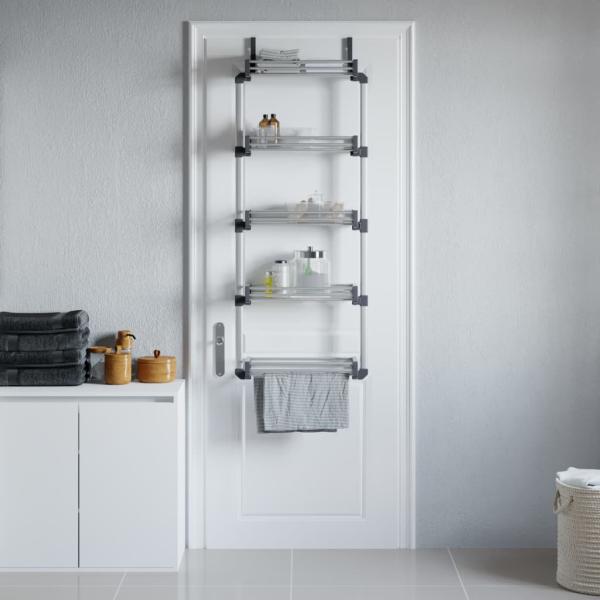 ARDEBO.de - Tür-Organizer mit 5 Ablagen 52x20x135 cm Aluminium