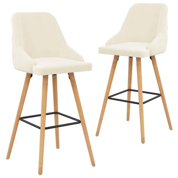 ARDEBO.de - Barhocker 2 Stk. Creme Samt