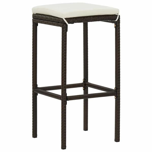 Barhocker mit Kissen 4 Stk. Braun Poly Rattan