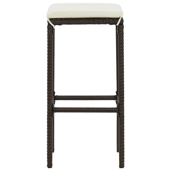Barhocker mit Kissen 4 Stk. Braun Poly Rattan