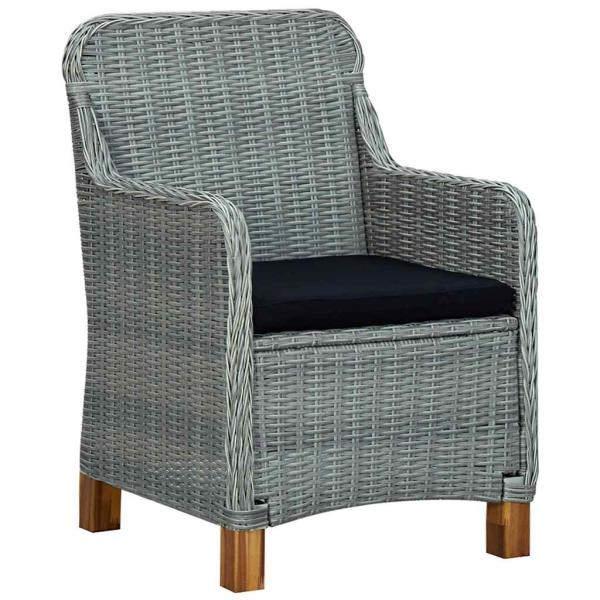 Gartenst?hle mit Kissen 2 Stk. Poly Rattan Hellgrau