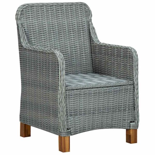 Gartenst?hle mit Kissen 2 Stk. Poly Rattan Hellgrau