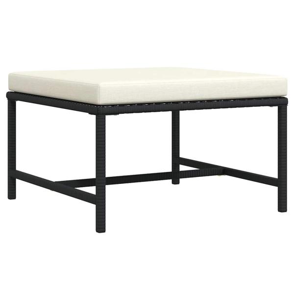 ARDEBO.de - Modular-Fußhocker mit Kissen Schwarz Poly Rattan