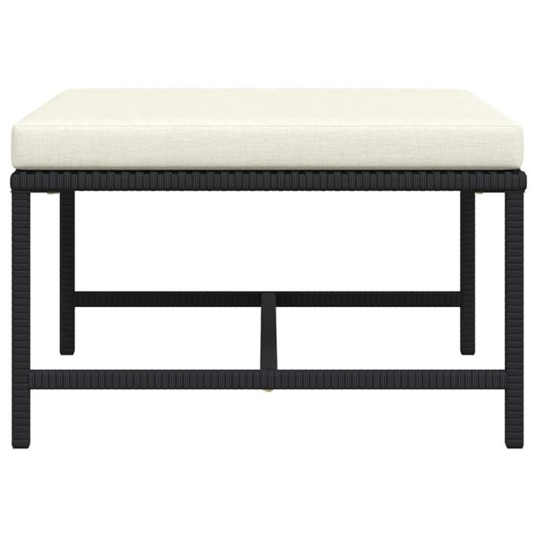 Modular-Fußhocker mit Kissen Schwarz Poly Rattan