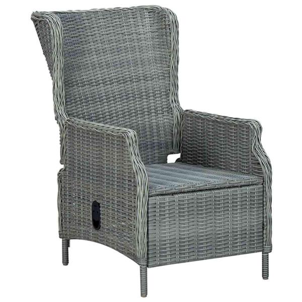 Verstellbarer Gartensessel mit Auflagen Poly Rattan Hellgrau