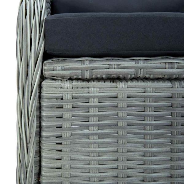 Verstellbarer Gartensessel mit Auflagen Poly Rattan Hellgrau