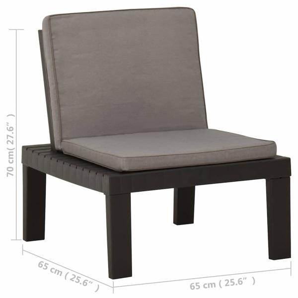 Garten-Lounge-Stuhl mit Auflage Kunststoff Grau