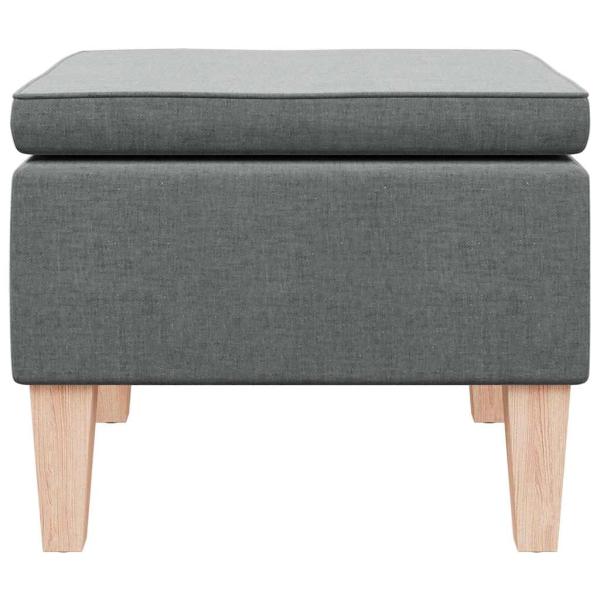 Hocker mit Holzbeinen Dunkelgrau Stoff
