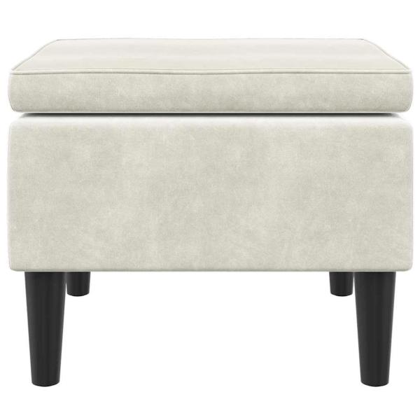 Hocker mit Holzbeinen Cremefarbener Samt