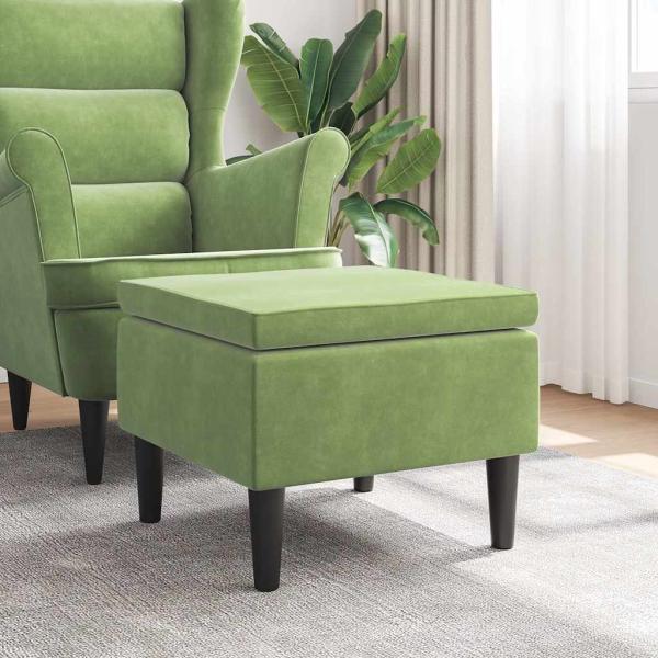 ARDEBO.de - Hocker mit Holzbeinen Hellgr?n Samt