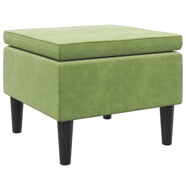 Hocker mit Holzbeinen Hellgr?n Samt