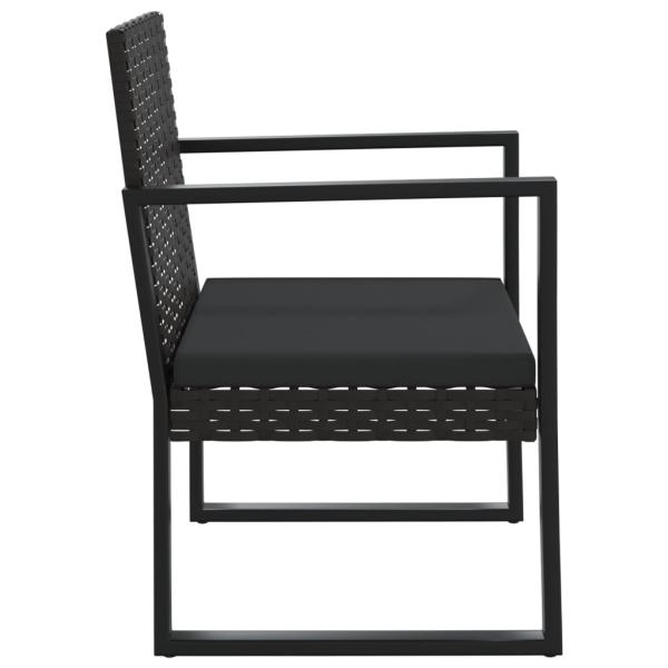 Gartensessel mit Kissen Schwarz Poly Rattan