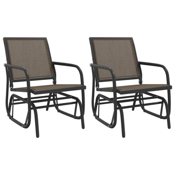 Garten-Schaukelstühle 2 Stk. Braun 61x76x87 cm Textilene Stahl