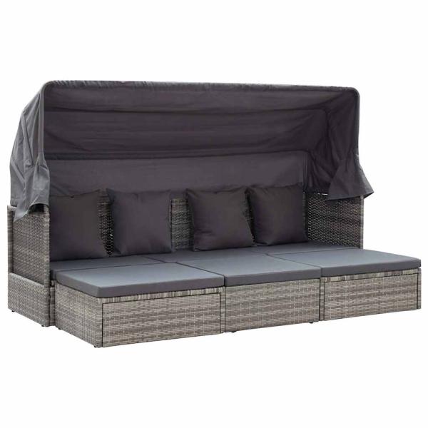 ARDEBO.de - Garten-Sonneninsel mit Dach Grautöne Poly Rattan