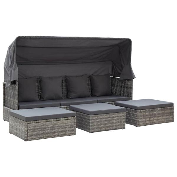 Garten-Sonneninsel mit Dach Grautöne Poly Rattan