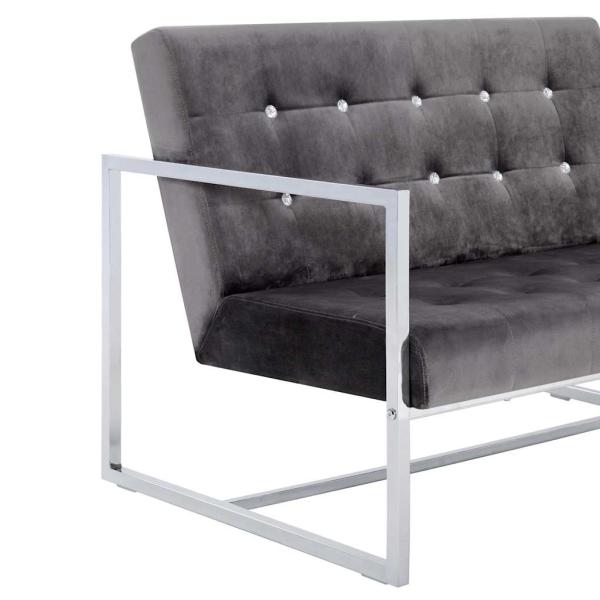 2-Sitzer-Sofa mit Armlehnen Dunkelgrau Chrom und Samt