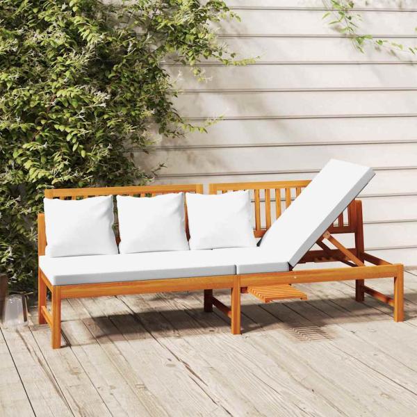 ARDEBO.de - Tagesbett mit Cremeweißen Kissen 200x60x75 cm Massivholz Akazie