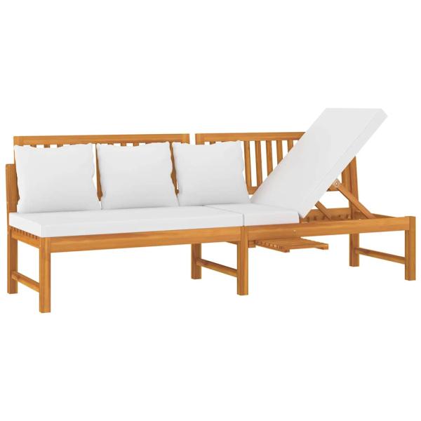 Tagesbett mit Cremeweißen Kissen 200x60x75 cm Massivholz Akazie