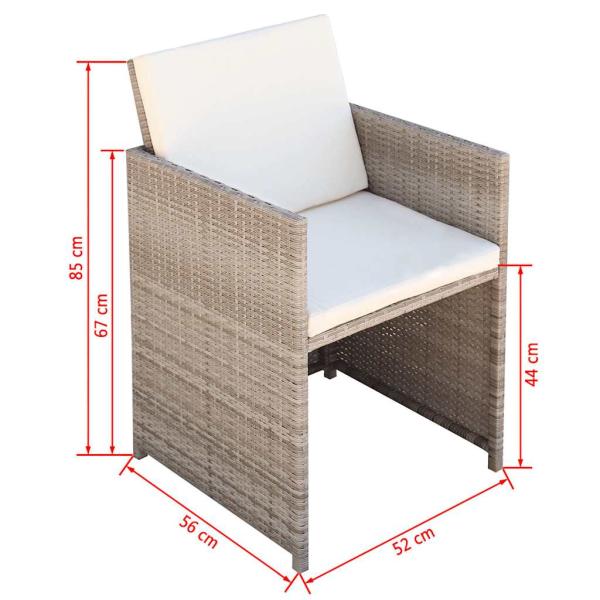 Gartenst?hle 2 Stk. mit Polstern und Kissen Poly Rattan Beige